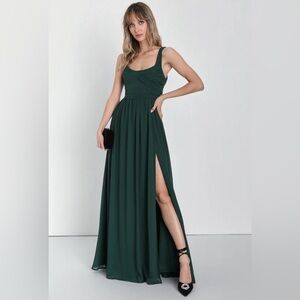 Brand New, Emerald Green, Pleated Maxi Dress. Discontinued Style.